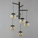Nucleus LED 28 inch Black and Natural Aged Brass Multi-Light Pendant Ceiling Light