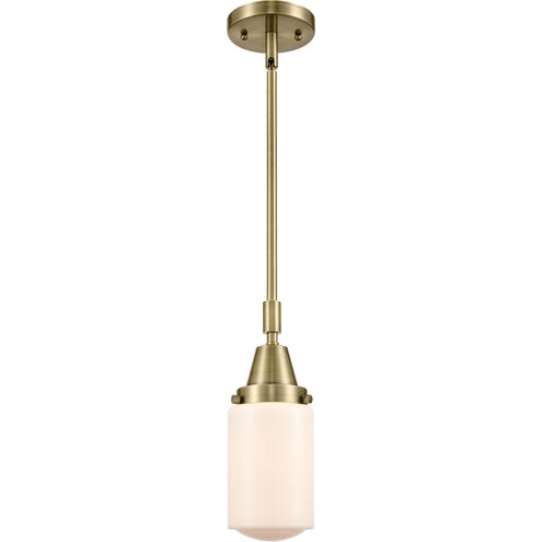 Franklin Restoration Dover 1 Light 5 inch Antique Brass Mini Pendant Ceiling Light in Matte White Glass