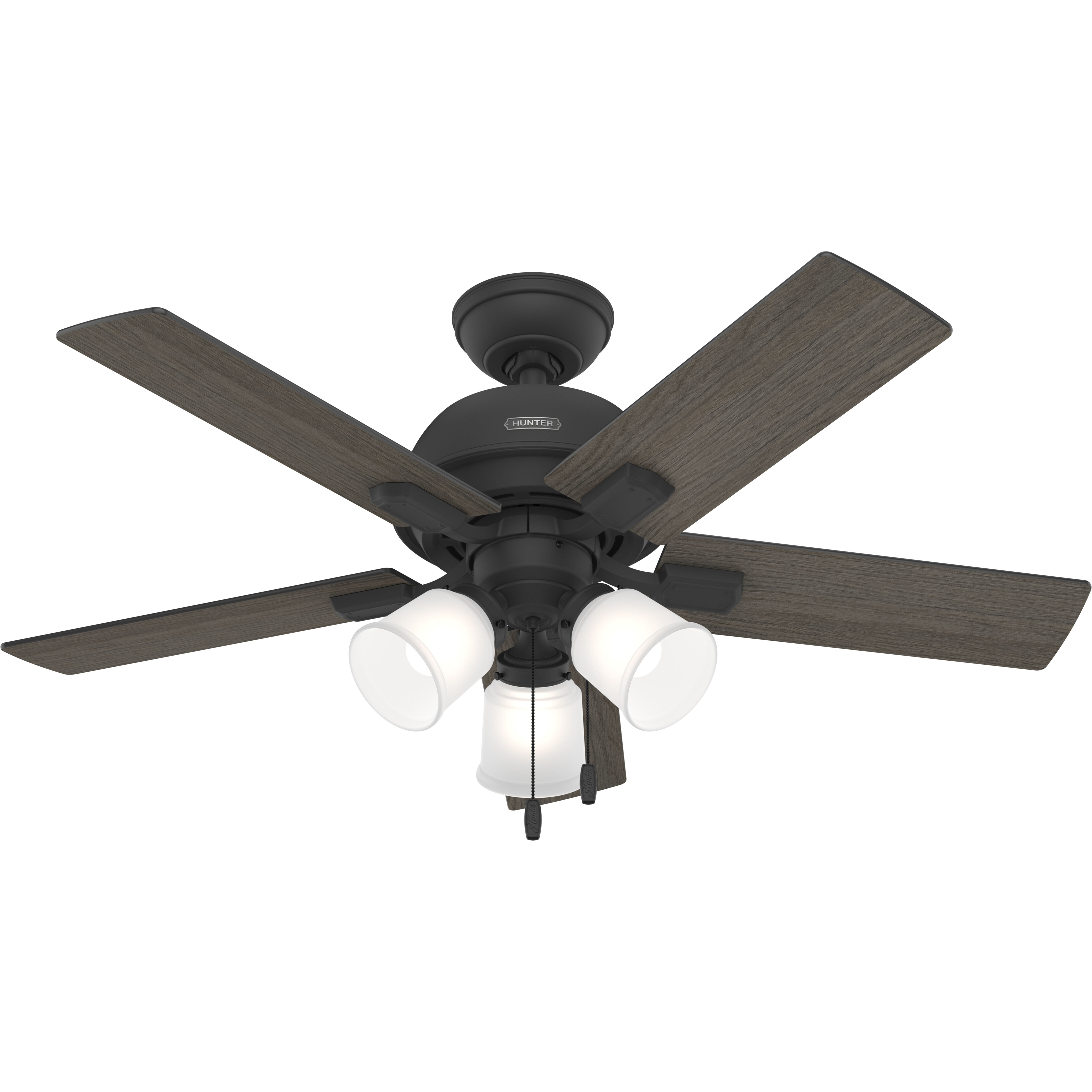 Crystal Peak 44 inch Matte Black with Dark Gray Oak/Greyed Walnut Blades Ceiling Fan