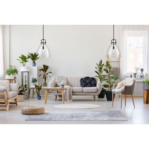 Newton Bell 1 Light 14 inch Matte Black Pendant Ceiling Light in Clear Glass