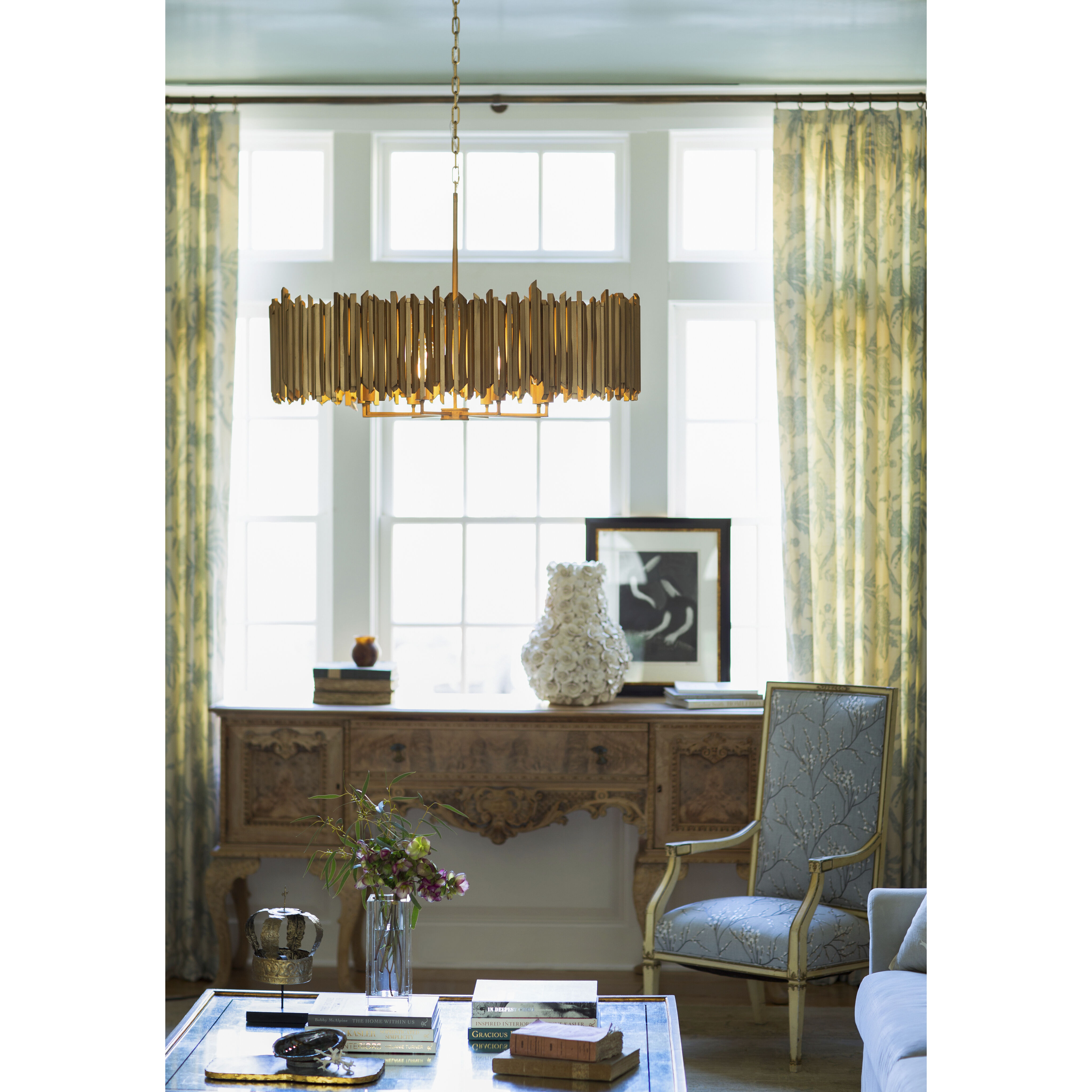 Lisa McDennon Roca 40 inch Burnished Gold Indoor Chandelier Ceiling Light