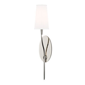 Rutland 1 Light 5 inch Polished Nickel Wall Sconce Wall Light in White Faux Silk