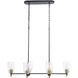 Council 6 Light 15 inch Flat Black/Satin Brass Island Light Ceiling Light in Clear Swirl Textured Glass