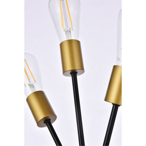 Lucca 3 Light 11 inch Black and Brass Bath Sconce Wall Light