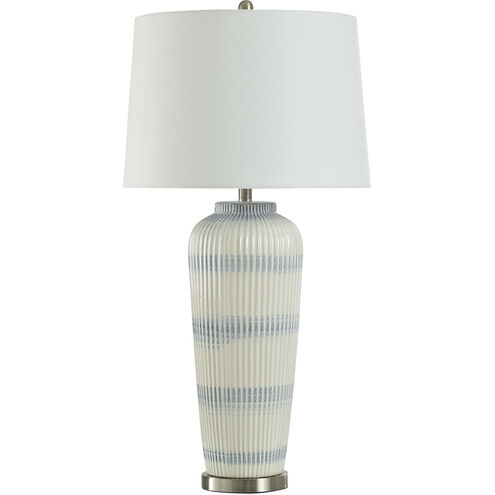 Cameron 36 inch 150.00 watt Cream and Pristine Blue and Silver Table Lamp Portable Light