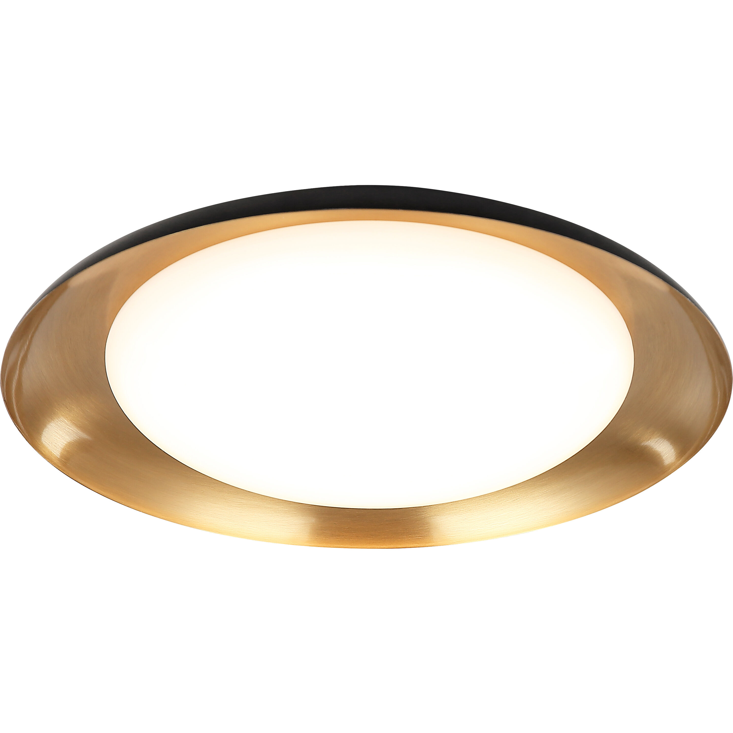 Lalonde LED 15 inch Black Flush Mount Ceiling Light in Black and Aged Gold Brass