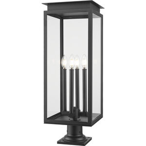 Nova 4 Light 29.5 inch Black Outdoor Pier Mounted Fixture in Clear Glass