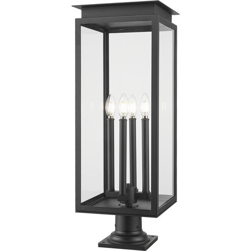 Nova 4 Light 29.5 inch Black Outdoor Pier Mounted Fixture in Clear Glass
