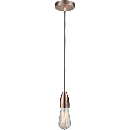 Fairchild Bare Bulb 1 Light 2 inch Antique Copper Mini Pendant Ceiling Light in Gray, Fairchild