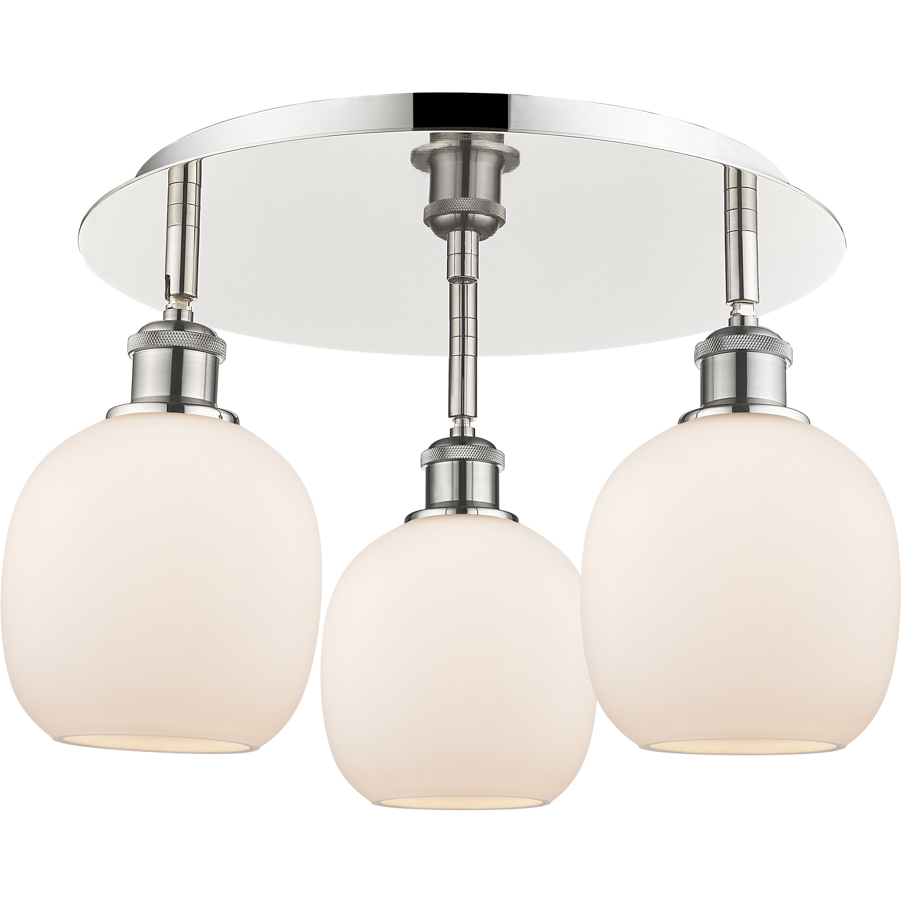Belfast 3 Light 17.75 inch Polished Nickel Flush Mount Ceiling Light in Matte White