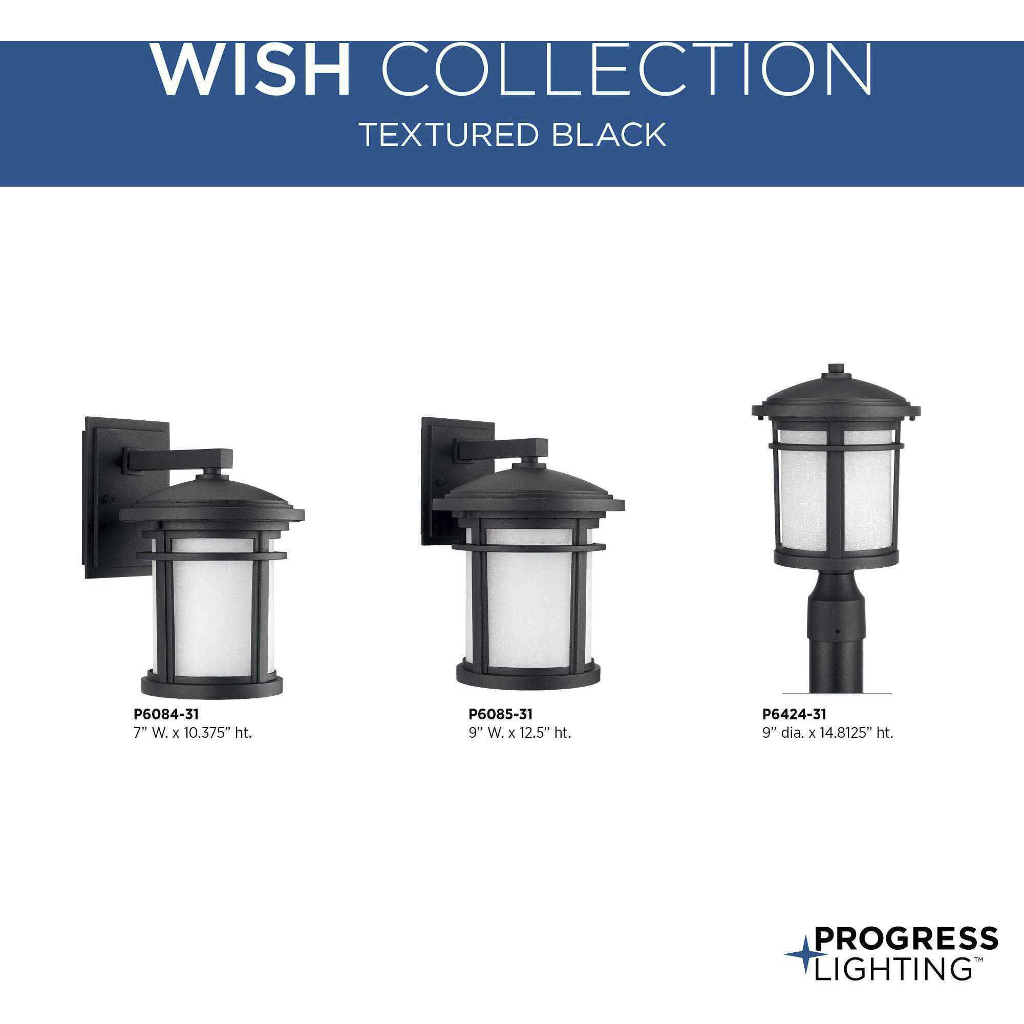 Wish 1 Light 13 inch Textured Black Outdoor Wall Lantern in Standard, Medium