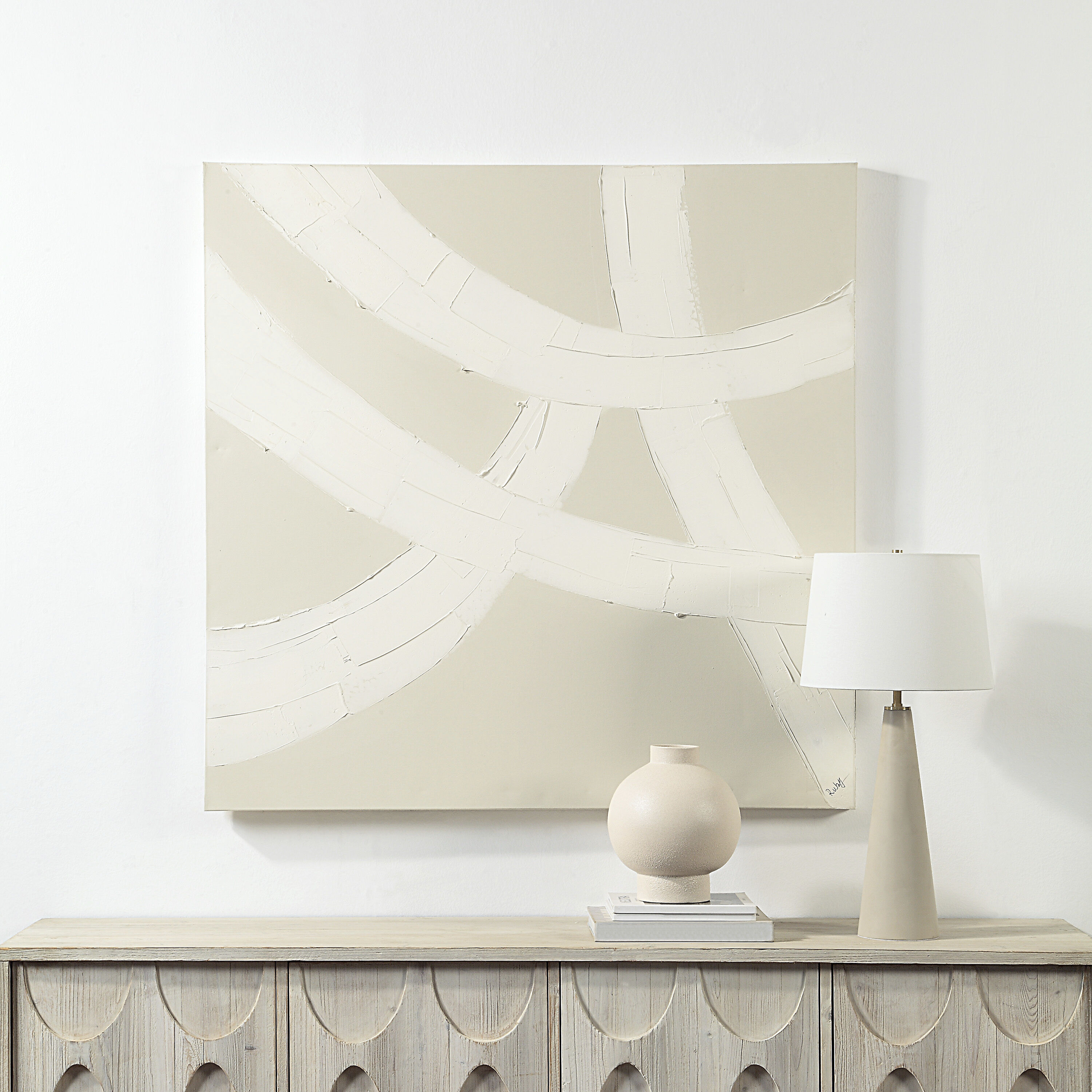 Abreo White/Beige Canvas Art