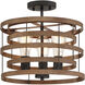 Blaine 3 Light 14 inch Natural Walnut with Black Accents Covertible SemiFlush Ceiling Light