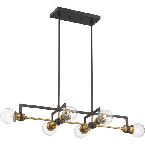 Intention 6 Light 33 inch Warm Brass and Black Island Pendant Ceiling Light
