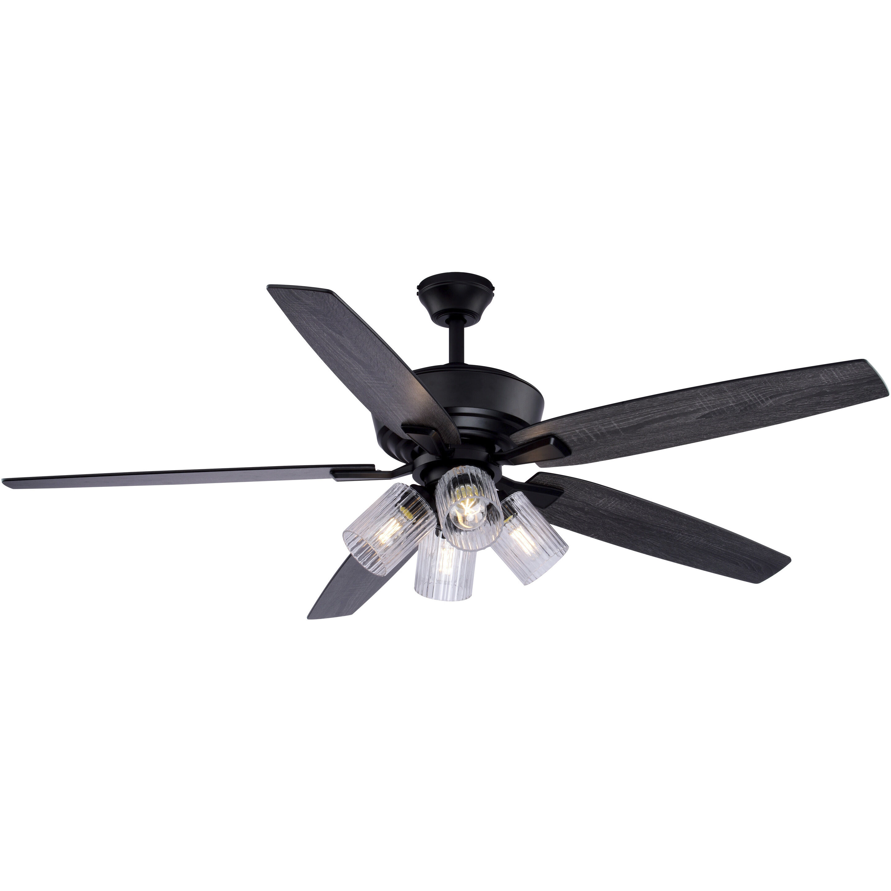 Fircrest 60 inch Matte Black with Gray Oak-Black Oak Blades Ceiling Fan, DC Motor