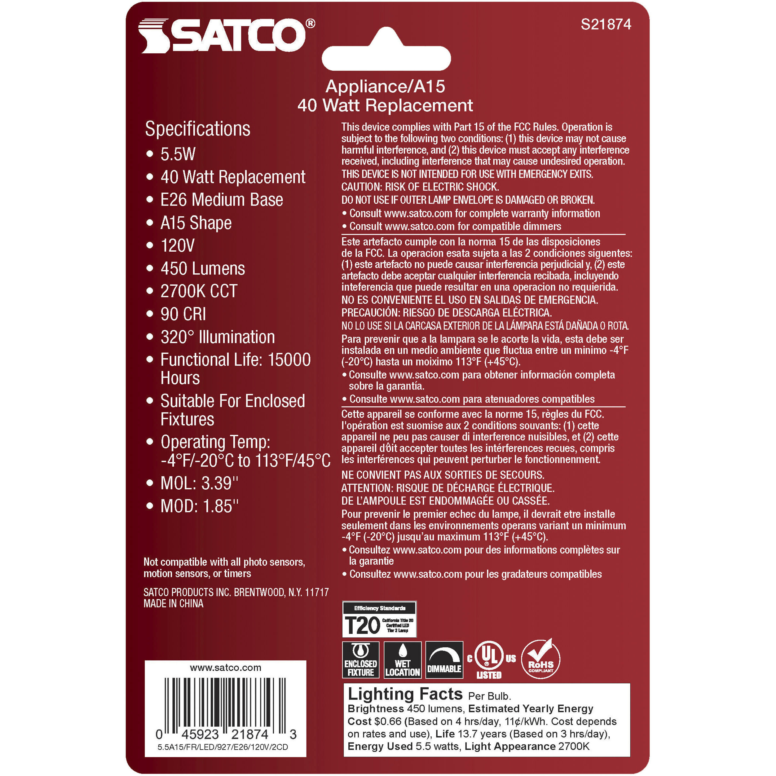 Lumos LED Medium 5.50 watt 120 2700K LED Filament, LED Filament