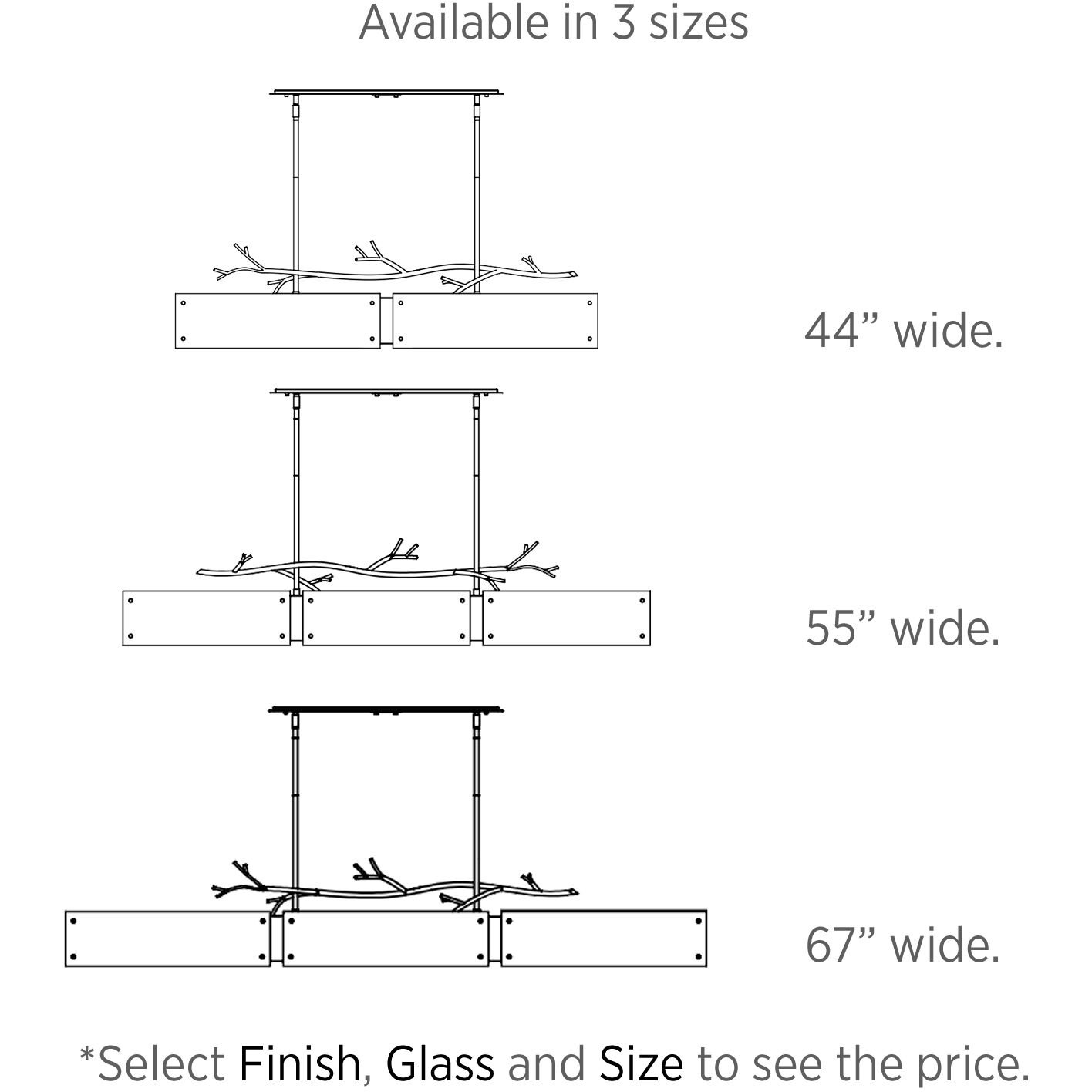 Ironwood LED 44.4 inch Gilded Brass Linear Pendant Ceiling Light in 3000K LED, Smoke Granite