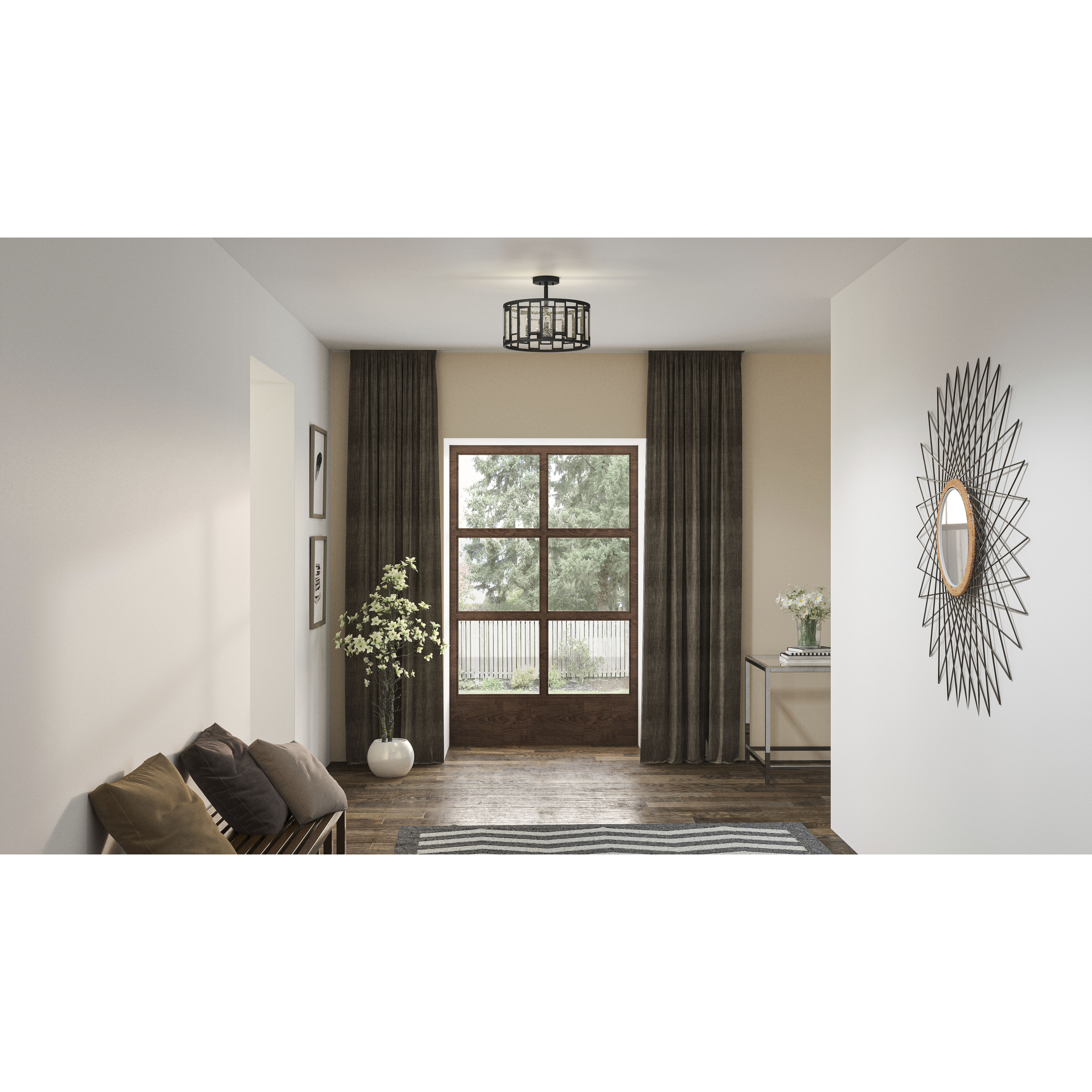 Bankston 4 Light 18 inch Matte Black Semi-Flush Mount Ceiling Light