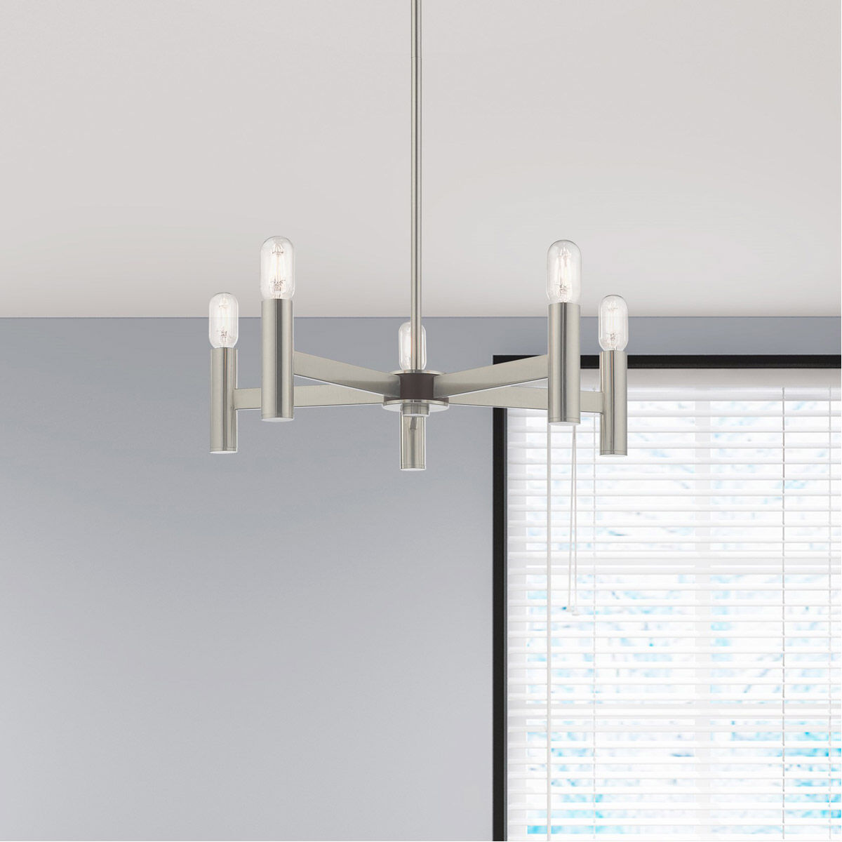 Copenhagen 5 Light 25 inch Brushed Nickel Chandelier Ceiling Light