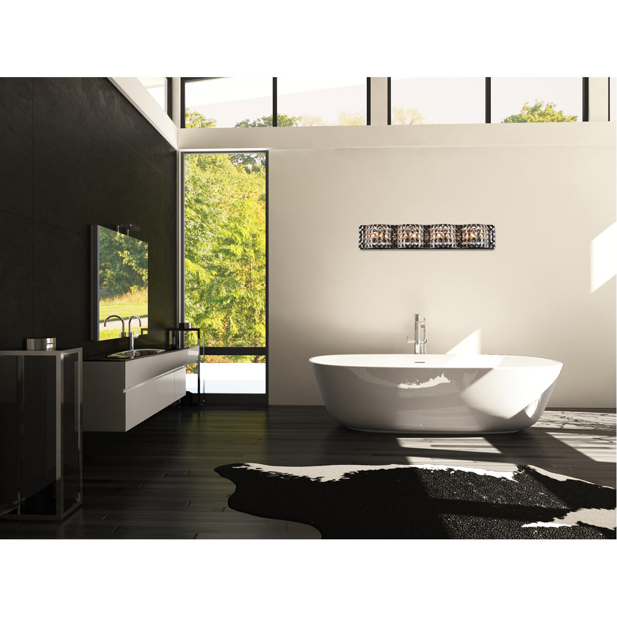 Ollie 4 Light 27 inch Black Bath Sconce Wall Light