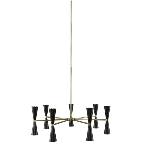 Milo LED 35 inch Black and Vintage Brass Chandelier Ceiling Light, 7 Arm