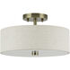 Monroe 2 Light 13 inch Antique Brass Semi Flush Mount Ceiling Light, Medium