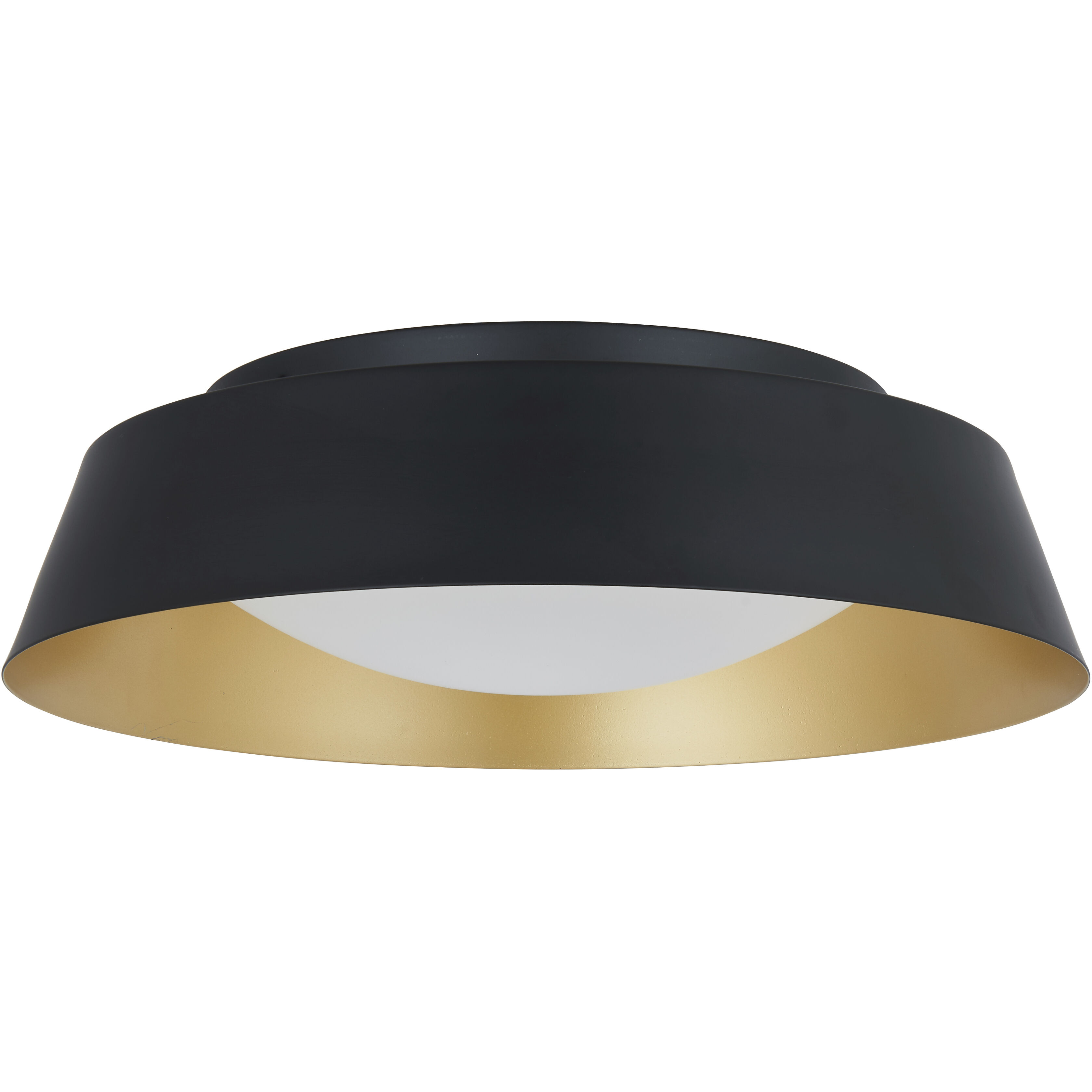 Flare LED 15 inch Matte Black with Gold inner Flush Mount Ceiling Light