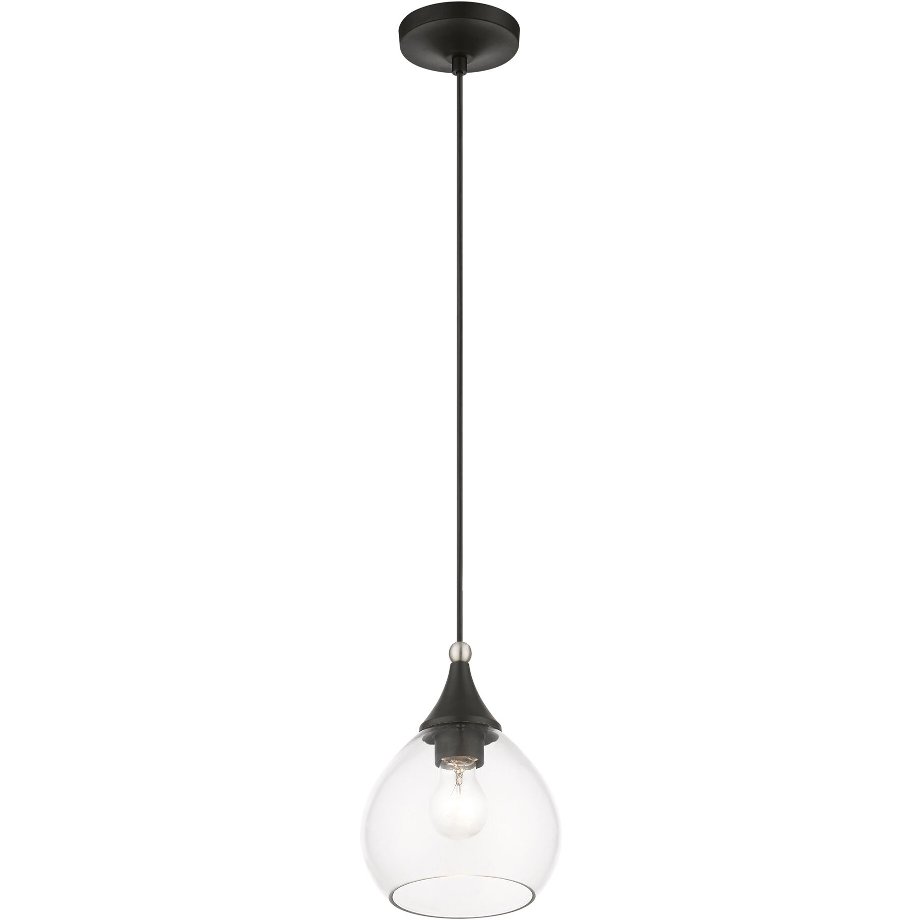 Catania 1 Light 7 inch Black with Brushed Nickel Accents Mini Pendant Ceiling Light