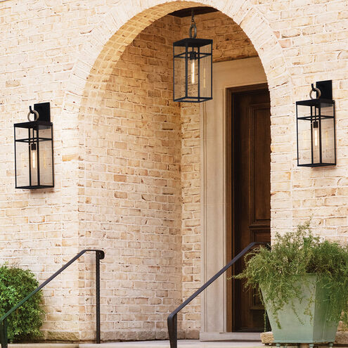 Estate Series Porter LED 29 inch Black with Burnished Bronze Outdoor Wall Mount Lantern