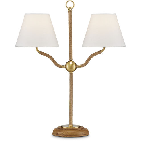 Sirocco 22.25 inch 40 watt Natural and Antique Brass Desk Lamp Portable Light