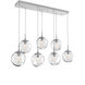 Aster LED LED Classic Silver Linear Pendant Ceiling Light in 2700K LED, Geo Inner - Clear Outer, Multi-Pendant