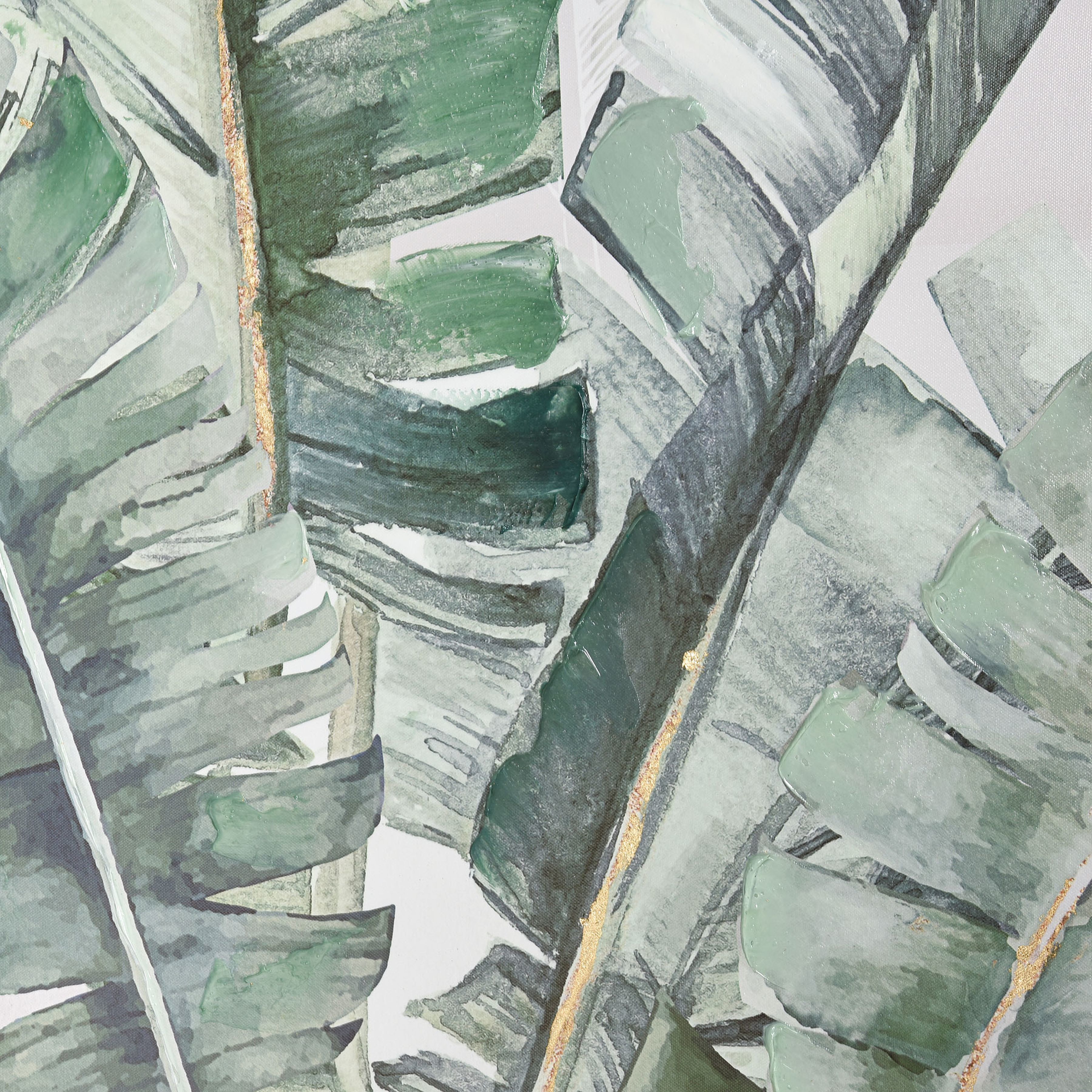 Musa I Green with Off White and Champagne Gold Framed Wall Art