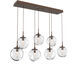 Aster LED LED Burnished Bronze Linear Pendant Ceiling Light in 3000K LED, Geo Inner - Clear Outer, Multi-Pendant