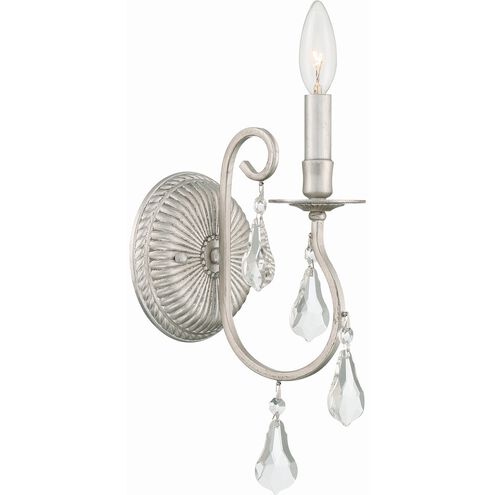 Ashton 1 Light 5.5 inch Olde Silver Sconce Wall Light in Clear Swarovski Strass