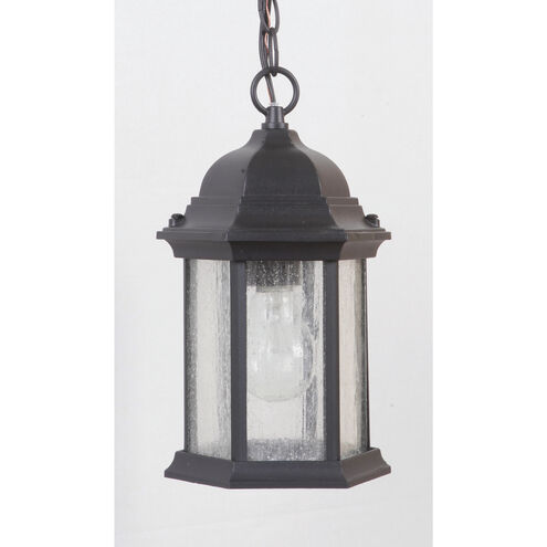 Hex Style 1 Light 6.5 inch Textured Black Outdoor Pendant in Clear Seeded, Small