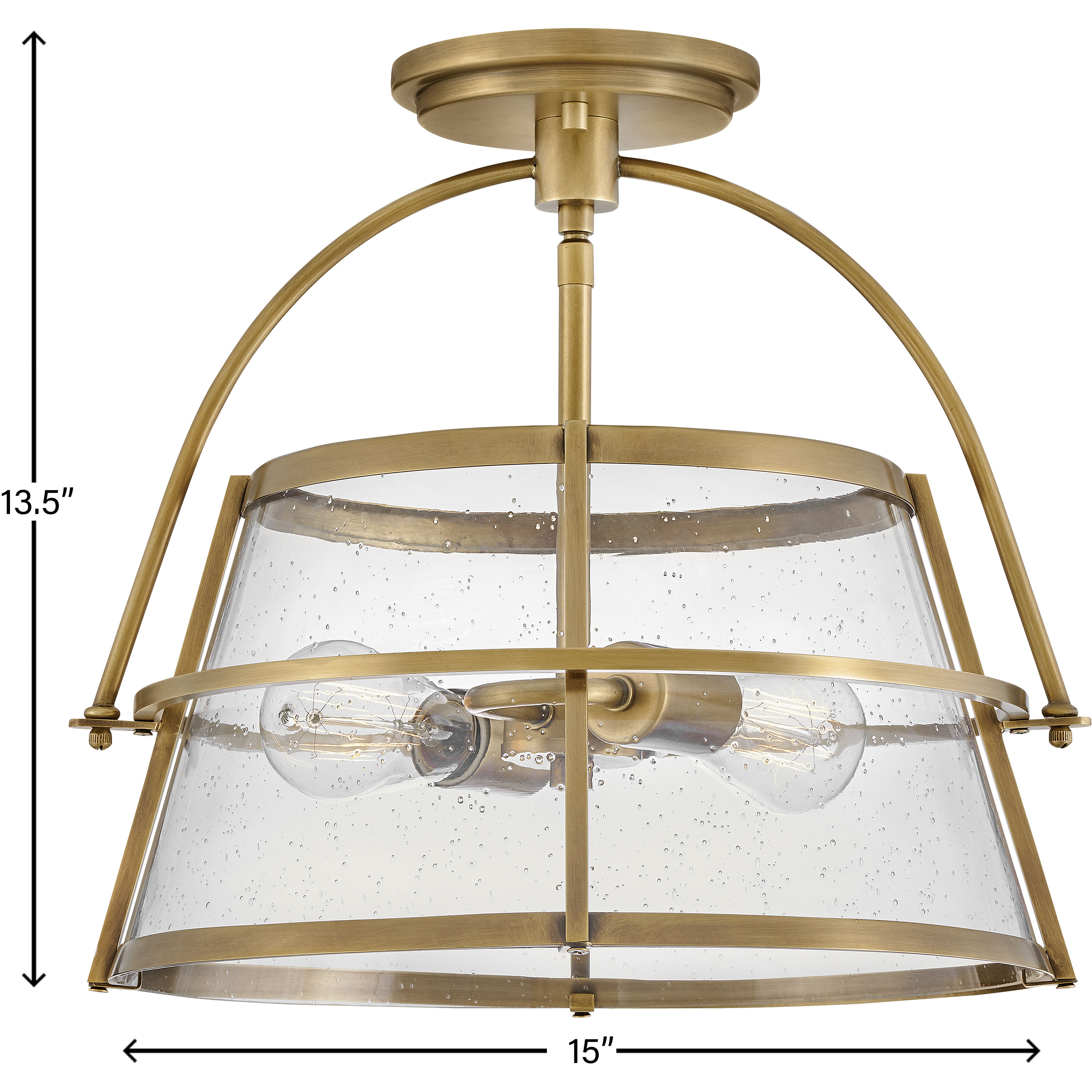 Tournon 15 inch Heritage Brass Indoor Semi-Flush Mount Ceiling Light