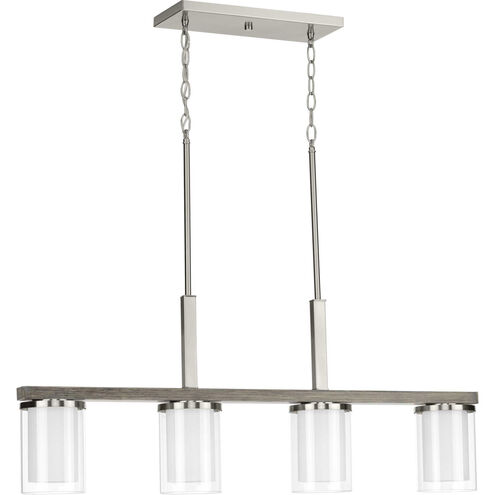 Mast 4 Light 38 inch Brushed Nickel Linear Chandelier Ceiling Light