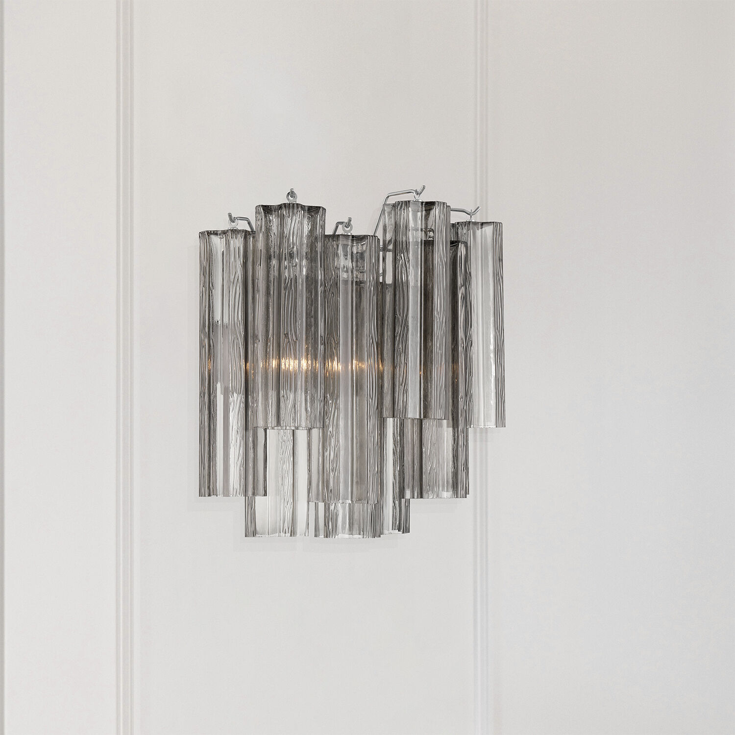Addis Bath Wall Light in Tronchi Glass Smoke