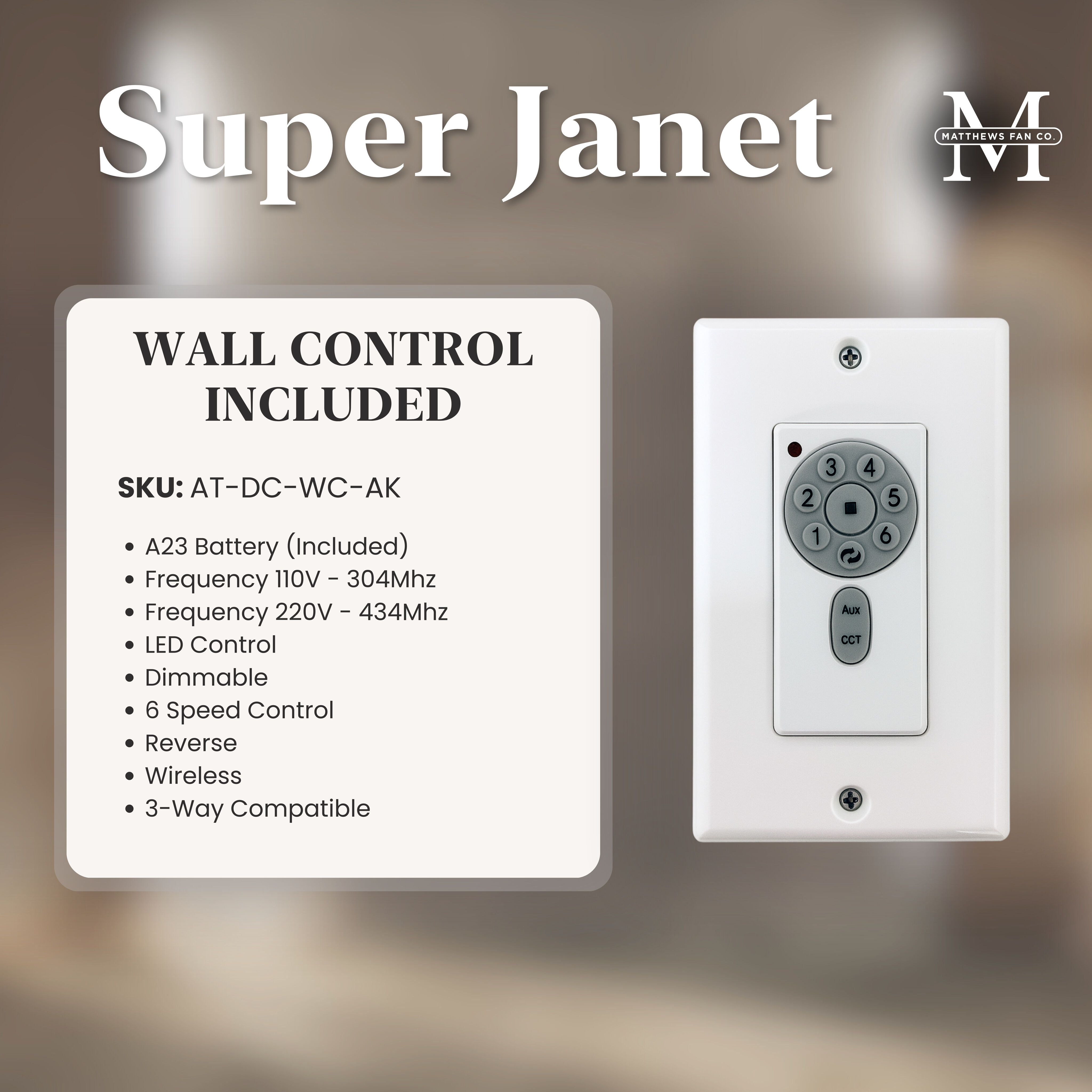 Atlas Super Janet 52 inch Matte Black with Barn Wood Tone Blades Ceiling Fan, Paddle Fan