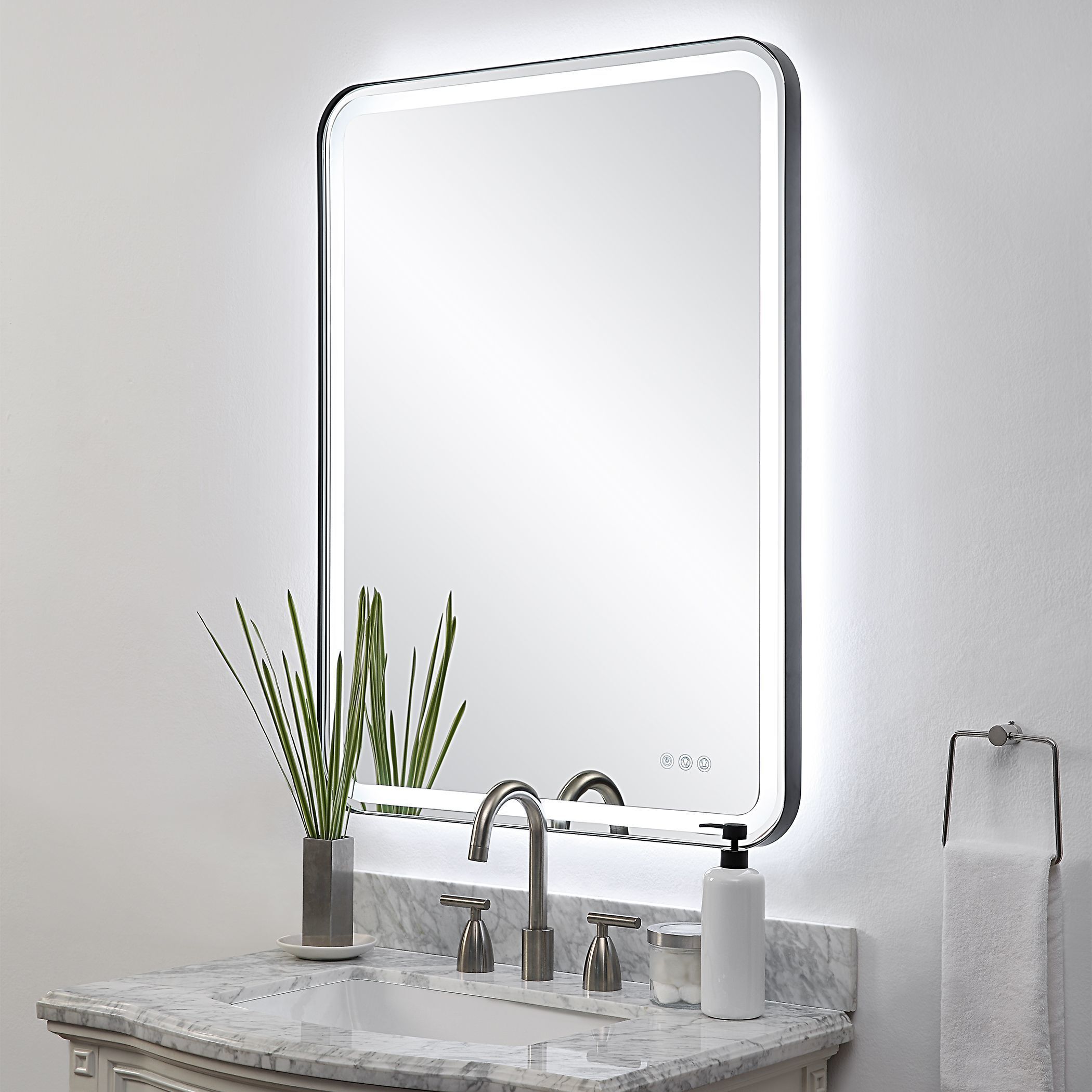 Crofton 40 X 30 inch Satin Black LED Lighted Mirror