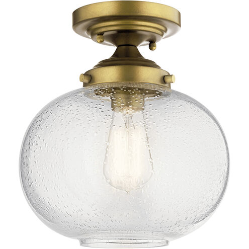 Avery 1 Light 10 inch Natural Brass Semi Flush Light Ceiling Light