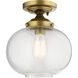 Avery 1 Light 10 inch Natural Brass Semi Flush Light Ceiling Light
