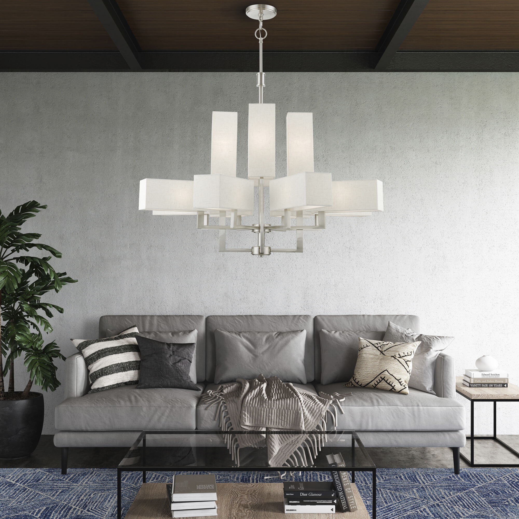 Rubix 12 Light 44 inch Brushed Nickel Foyer Chandelier Ceiling Light, Extra Large