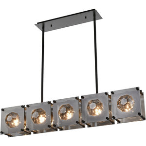 Brilliance 5 Light 43 inch Oil Rubbed Bronze with Gray Linear Chandelier Ceiling Light
