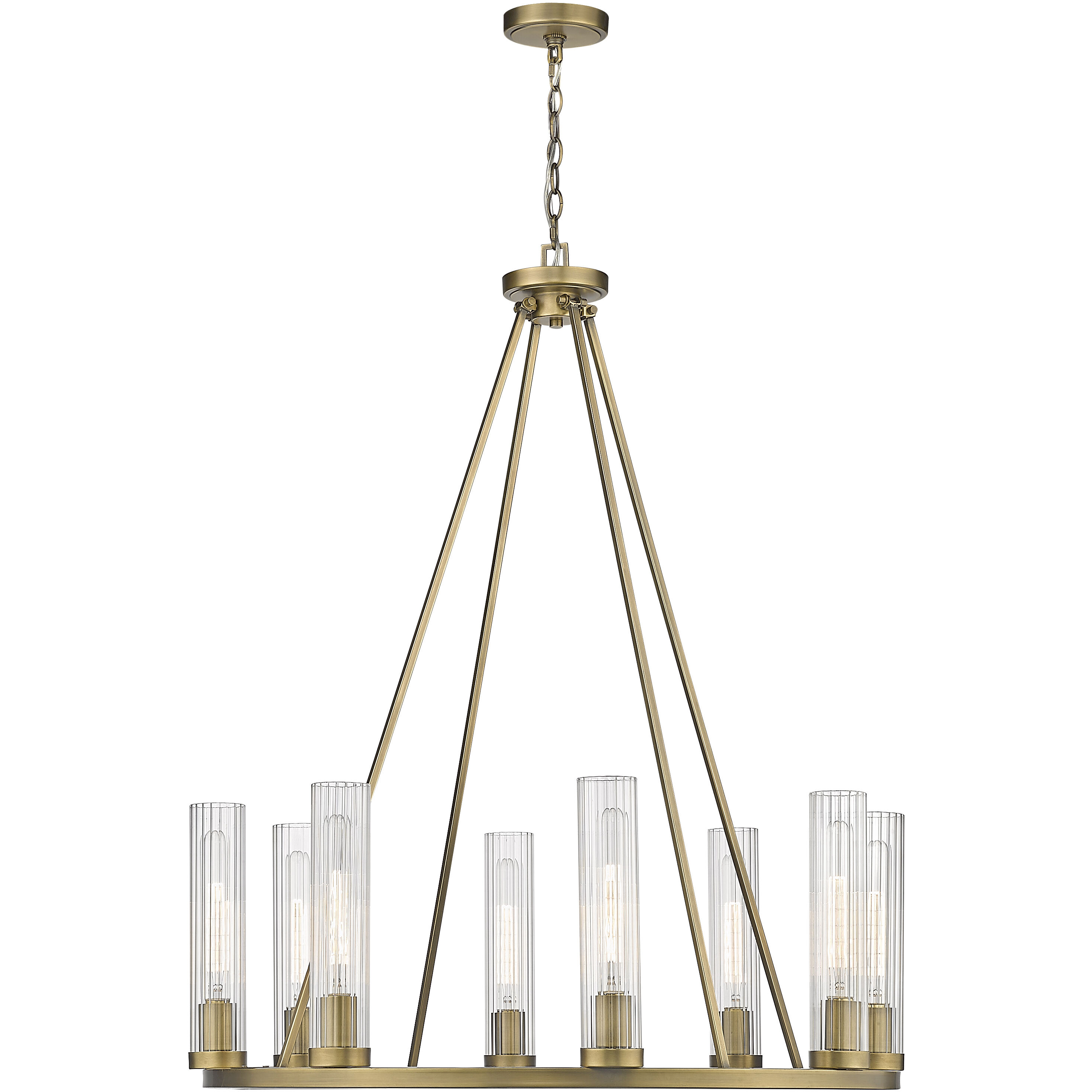 Beau 8 Light 33 inch Rubbed Brass Chandelier Ceiling Light