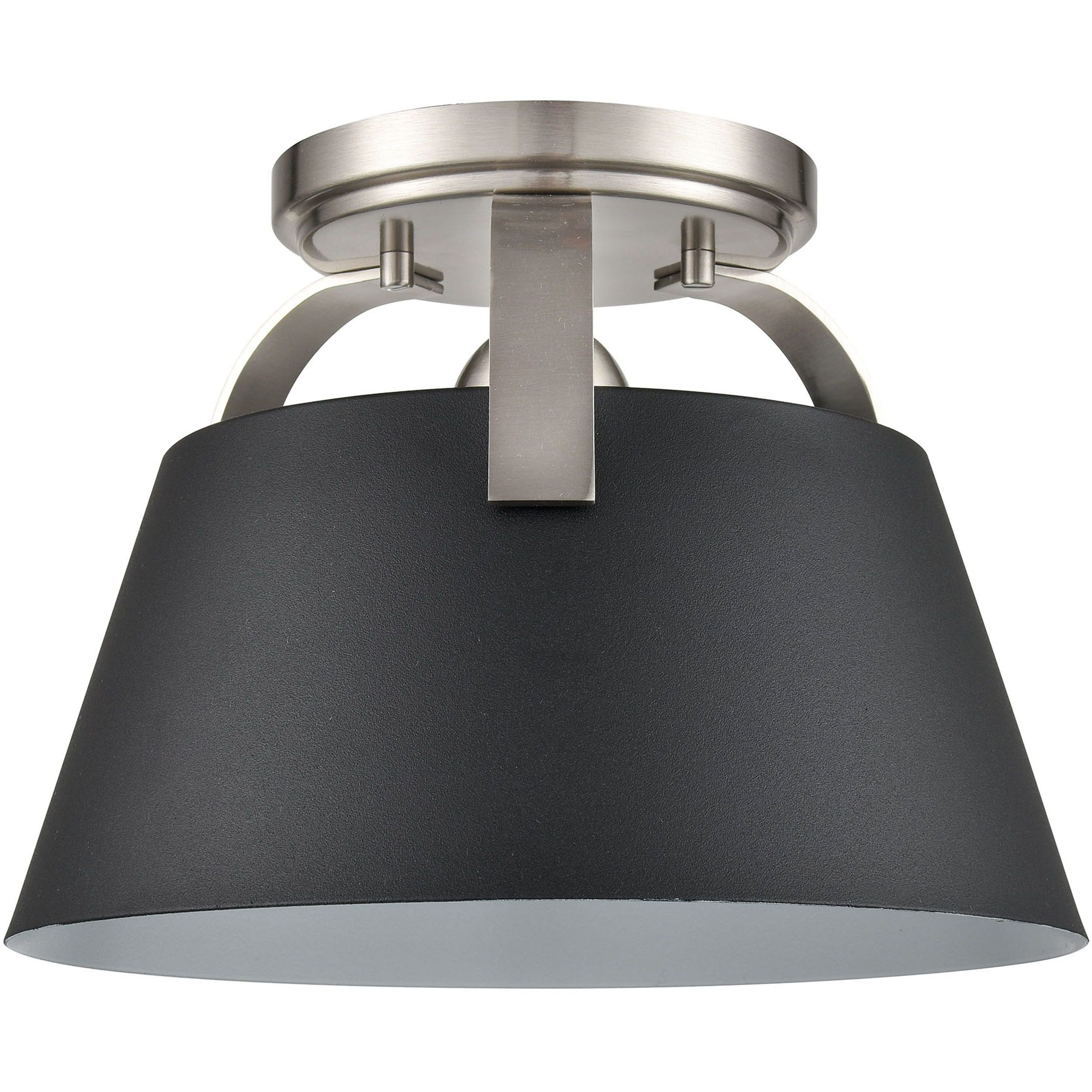Jepson 1 Light 9.5 inch Brushed Nickel with Matte Black Semi Flush Mount Ceiling Light
