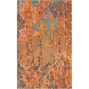 Brocade 96 X 60 inch Red and Brown Area Rug, Wool