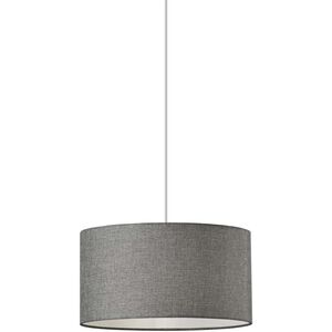 Harvest 1 Light 15 inch Grey Textured Fabric Drum Pendant Ceiling Light