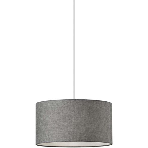 Harvest 1 Light 15 inch Grey Textured Fabric Drum Pendant Ceiling Light