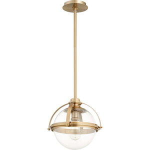 Meridian 1 Light 13 inch Aged Brass Pendant Ceiling Light